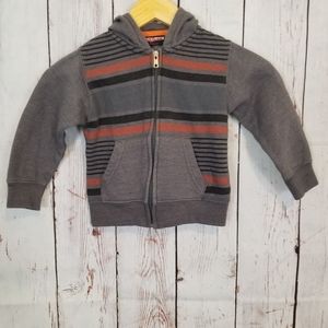 Akuma Boys Striped Hoodie Jacket, Size 3T Color Gray with orange stripes I8